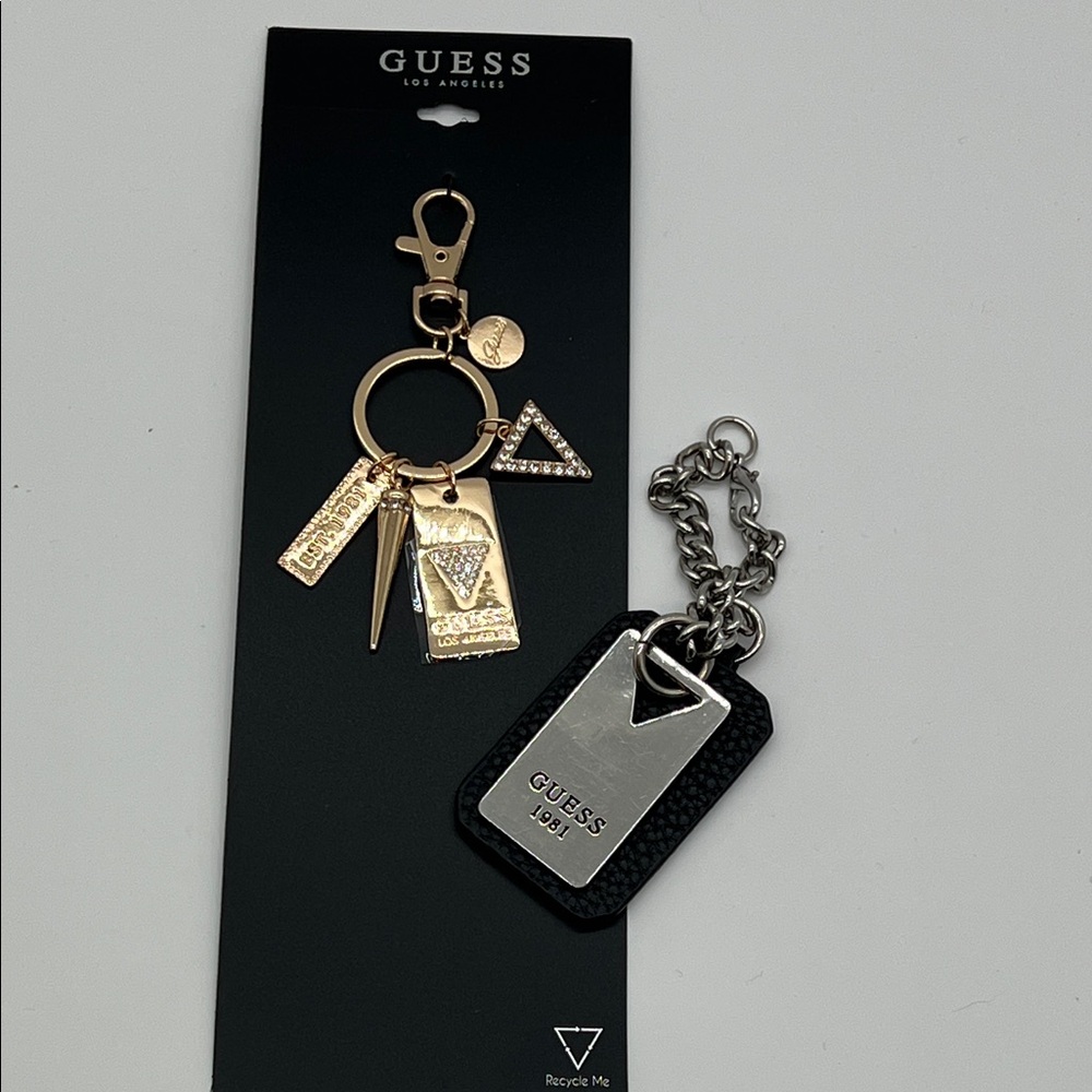 Guess Bag Charm Keychain NWT & Bonus Free preowned Guess Metal Hangtag